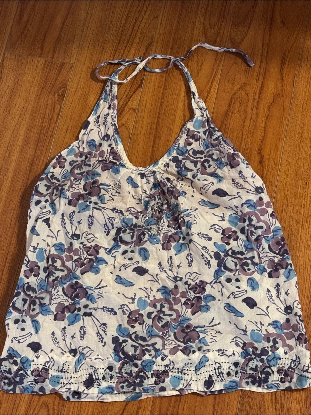 Kerry Cassil Women’s Cotton Block Print Floral Halter Tank Top - size 0